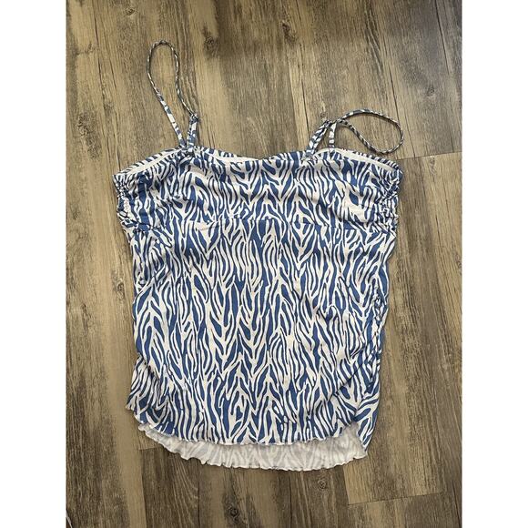 DVF x Target Size XXL Sea Twig Blue and White Tube Top Camisole Removable Straps - Picture 6 of 7